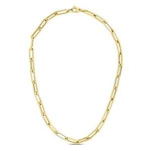 14kt Yellow Gold Lite PAPERCLIP Link Long Chain Necklace 38 Inch 8.5 grams 4.2MM