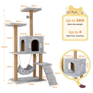 Katzenkratzbaum Eck Kratzbaum Katzenbaum 140 cm Spielbaum Kletterbaum Grau - Bild 1 von 6