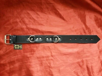ANITA'S FLOWERS Bondage Black Real Leather Adult Slave Fetish Neck Collar BDSM Sub Dom