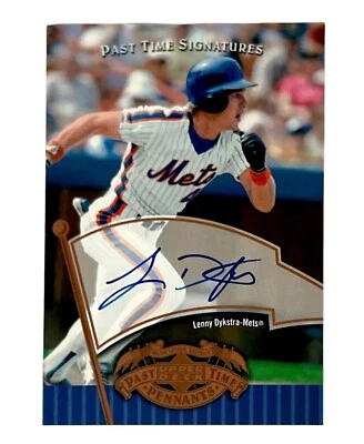 LENNY DYKSTRA 2005 UPPER DECK PAST TIME PENNANTS AUTO CARD #LD NY METS - Image 1 of 2