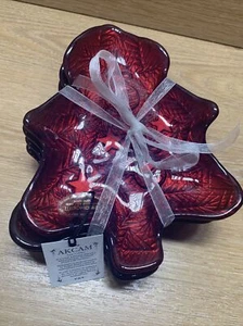 AKCAM Set of 4 Handmade Turkish Glass Christmas Tree Dishes - Picture 1 of 7