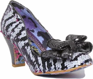 Irregular Choice Lady Ban Joe Pailletten Tierdruck in rosa weiß Größe UK 3 - 8 - Bild 1 von 12