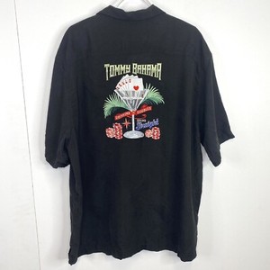 Tommy Bahama Shirt Mens Size 1XLB Black 100% Silk Martini Cards Poker Vegas