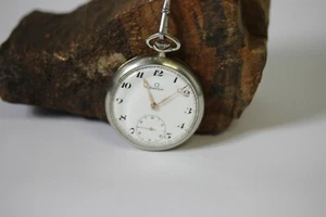 Vintage Omega Taschenuhr Cal. 161 mit Kette ca. 250mm - Picture 1 of 6