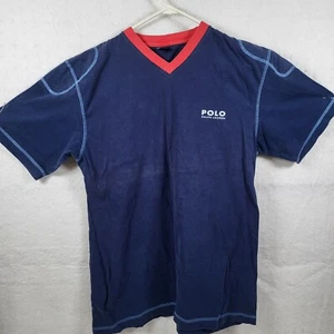 Polo Ralph Lauren Spell Out Ringer T Shirt Mens Size XL V Neck - Picture 1 of 7