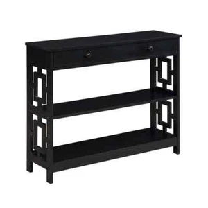 Town Square 39.5 in. Black Console Table with 2 Shelves, Rectangular Wood - Picture 1 of 5