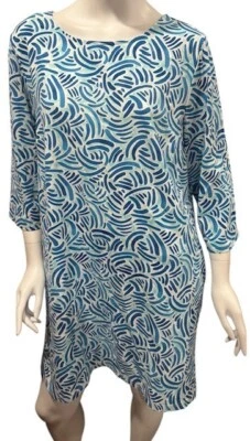 Vestido Southern Tide para mujer talla XL estampado azul aguamarina rendimiento manga 3/4 Foto 1 de 4