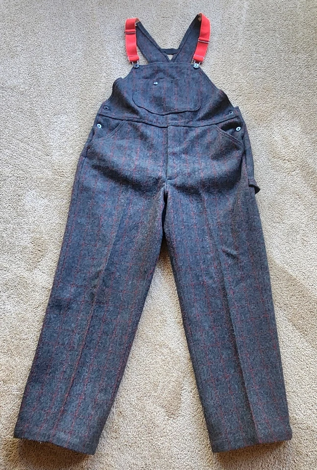 Woolrich Malone Heavyweight Wool Adjustable Bib Overalls 1994 Men's Size L - Image 1 of 4