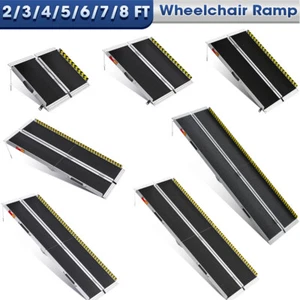 2-8ft Folding Aluminum Wheelchair Ramp Portable Mobility Scooter Non-Slip 600LBS - Picture 1 of 76
