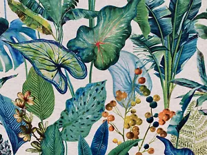 Saphir Tropisch Palm Pflanzen Botanisch Leinen Stoff Vorhang Polster Kissen - Bild 1 von 12
