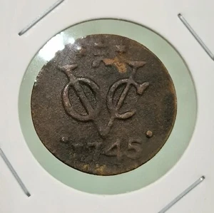 1745 Dutch Netherlands Voc Duit New York Penny Zeeland Grade Copper Coin_J9 - Picture 1 of 4