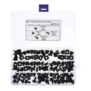 50pcs Computer Rack Mount Cage Square Lock Insert Nuts with 50pcs Screws - Picture 1 of 12