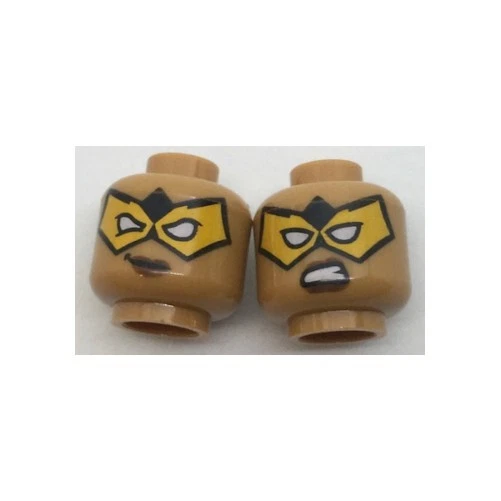 LEGO — минифигурка, женская оранжевая маска на голову с белыми отверстиями для глаз — ухмылка/чихание - Изображение 1 из 1