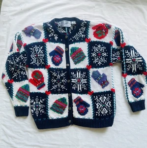 Northern Isles Christmas Sweater Women's Hand Knitted Button Cardigan - Medium - Picture 1 of 15