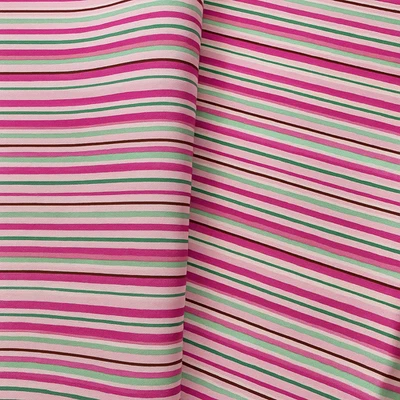 Fabric Remnant Striped Cotton Blend Pink Green White – 68” x 44” Sewing Quilting - Image 1 of 4