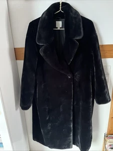 H&M Damen Teddymantel Plüsch Mantel schwarz Gr. M/ 170 - Bild 1 von 10
