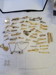 Gran Lote de Clips de Corbata Vintage Tono Dorado y Tono Plateado - Imagen 1 de 8