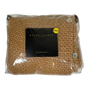 Ralph Lauren Tejido Madera Dura Ocre Uno Estándar Lana Almohada Marrón Falso 20x26 pulgadas - Imagen 1 de 12