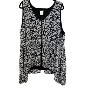 SLINKY BRAND P3X Dressy Floral 2 Layer Sleeveless Top Blouse Sheer Chiffon Lined - Picture 1 of 3