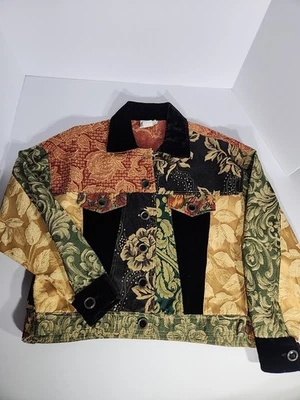 Chaqueta Vintage San Antonio's Rose Patchwork Talla Mediana Western Boho Hecha en EE. UU. Foto 1 de 4