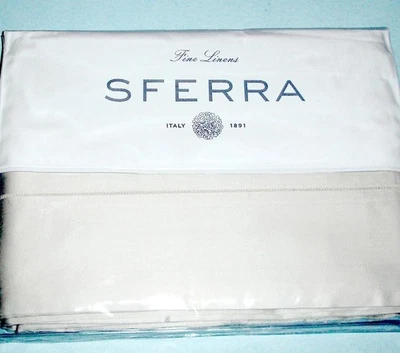 Sferra Giotto Full Queen Flat Sheet in Bone 590 TC Cotton Sateen Made Italy New - image 1 of 4