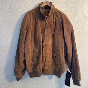 Vintage Phase 2 Wildleder Leder Braun Bomberjacke Herren 2XL Reißverschluss Mantel - Bild 1 von 10