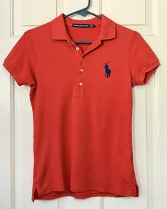 polo ralph lauren sport women sz S orange skinny fit big pony short sleeve shirt - Picture 1 of 15