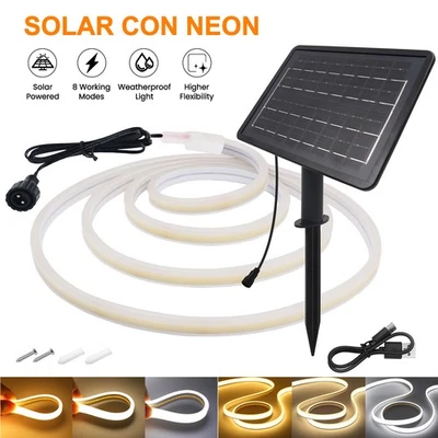 8-Modi Solar Neon LED Strip Streifen Wasserdichte Band Lichterkete Garten Außen - Bild 1 von 4