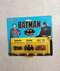 NEW 1989 ERTL Micro Batmobile, Batwing & Joker Van Miniature Vehicle Set NOS - Picture 1 of 10