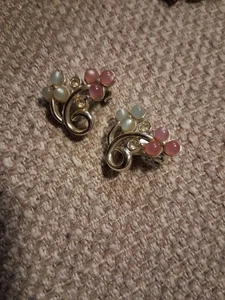 Vintage SC Silber Blume Clip-on Ohrringe - Bild 1 von 2