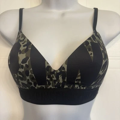 Sujetador Victorias Secret ROSA Wear Everywhere Inalámbrico Ligeramente Forrado 34B Verde Camuflaje Foto 1 de 4