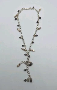 Vintage Sterling Silber 925 Magnetverschluss Y-Halskette mit Granat & Goldfarben... - Bild 1 von 9