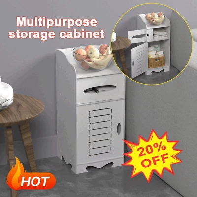 DAYPLUS Waterproof Bathroom Storage Cabinet Free Standing Cabinet Organizer Unit White