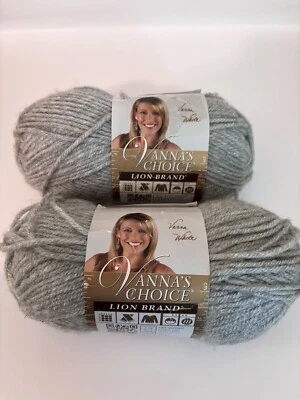 2 Skeins Lion Brand Vanna's Choice Silver Heather Yarn 3 Oz Skein Acrylic 145 Yd - Image 1 of 4