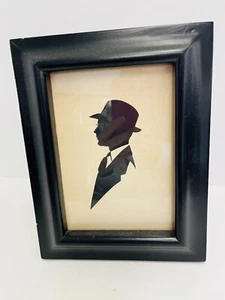 Vintage Gentlemans Silhouette With Suit And Hat Framed - Picture 1 of 6