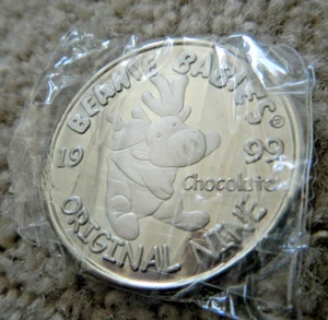 COLLECTOR COIN - CHOCOLATE - MOOSE - 1999 - TY BEANIE BABIES OFFICIAL CLUB - NEW - Picture 1 of 10