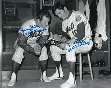 JERRY GROTE / DUFFY DYER  NEW YORK METS  1969 WS CHAMPS  ACTION SIGNED 8x10