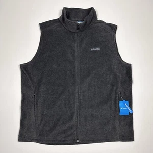 Men’s Columbia 3XT Dark Gray Charcoal Fleece Vest Full Zip Regular Fit, New - Picture 1 of 5