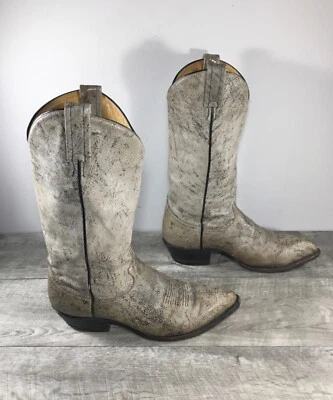 Botas vaqueras para hombre Tony Lama #6434 de cuero gris 8,5 hechas en EE. UU. Foto 1 de 4