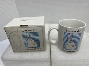 Taza de café té cacao I'm Not Fat I'm Voluptuous Bunny Rabbit sello vintage - Imagen 1 de 5