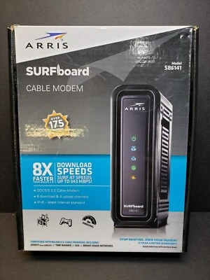 ARRIS SURFboard SB6141 OPTIMUM Compatible Cable Modem Black New Open Box - Image 1 of 4