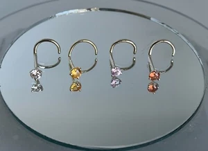 14K Solid Gold 3 Prong Martini Setting Diamond or Sapphire Nose Stud - Picture 1 of 5