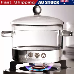 Clear Glass Soup Pot Explosion-Proof Soup Milk Pot Pan Glass Cooking Saucepan - Picture 1 of 15