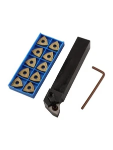 Carbide Inserts and 20mm Lathe Turning Tool Holder for Metal Finishing - Picture 1 of 12