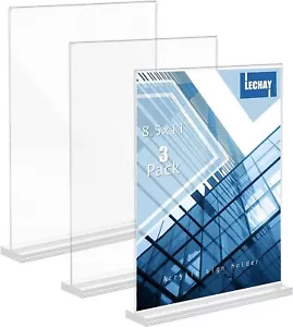 8.5 x 11 inch Clear Acrylic Sign Holder Menu Display Stand Restaurants 3 PCS - Picture 1 of 7