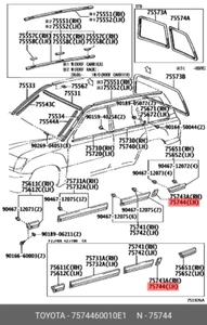 moulding, rear door, outside upper rear left, for TOYOTA 75744-60010-E1 - Picture 1 of 1