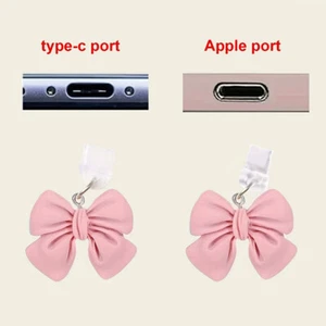 Phone Dust Plug Bow Pendant Decoration For IPhone Type-C Charging Interface - Zdjęcie 1 z 9