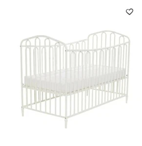 Lettino con sbarre per neonato in metallo bianco sporco (126cmx65cm, 91cm alt.) - Foto 1 di 4