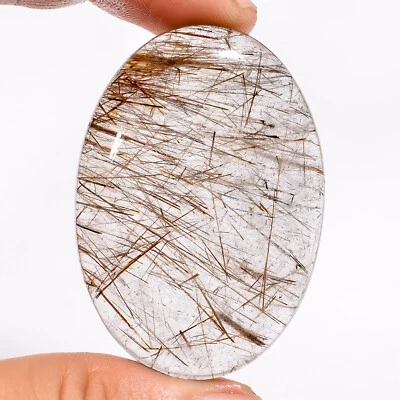 100% Natural Needle in RUTILE QUARTZ Oval Cabochon Gemstone 117.05 CTS 35x49x8mm - Image 1 of 4