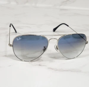 New Auth Ray-Ban Aviator 3025 C-003/3F T-135 Blue Gradient F:Glossy Silver Italy - Picture 1 of 13